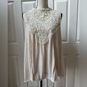 Xhilaration Cream Lace Bib Collar Blouse